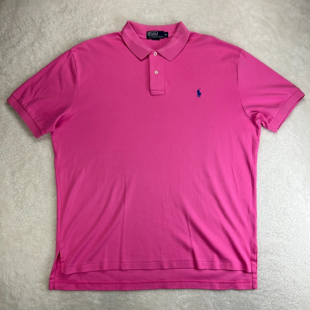 Polo Ralph Lauren Polo Shirt Mens XL Pink Classic Navy Pony Golf Performance